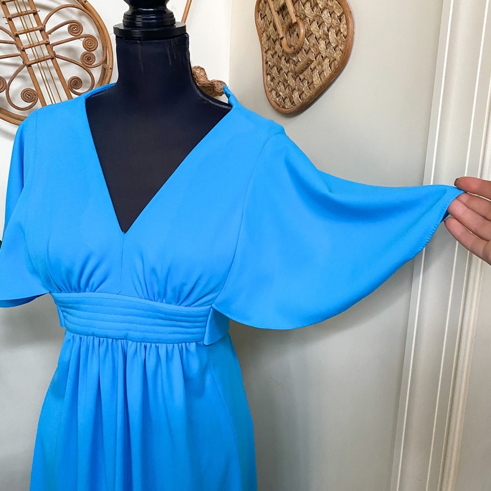 SOLD Vintage 70s Butterfly Sleeve Maxi Dress - Picture 3 of 6